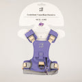 PAW lavender dog harness with amethyst paw charm, front view