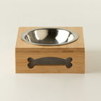 Front view of the PAW bowl in its wooden stand