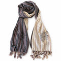 Nomad Sari Nomad Compass scarf with contrasting striped panels and fringed ends