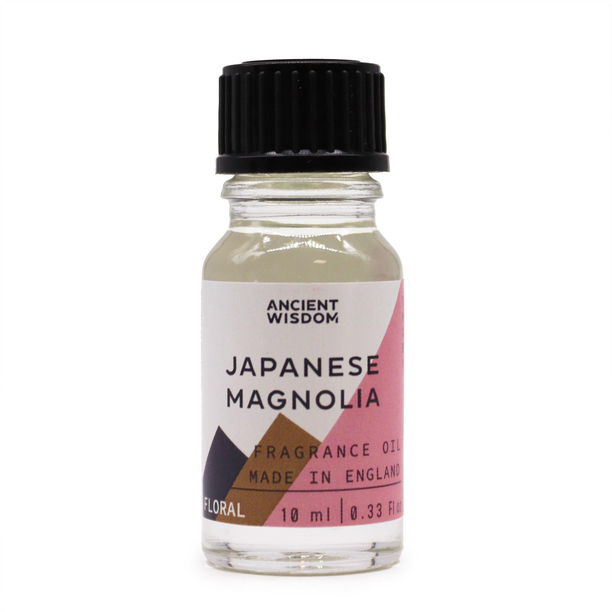 Japanese Magnolia fragrance oil in a clear bottle with black cap, front view against a plain white background