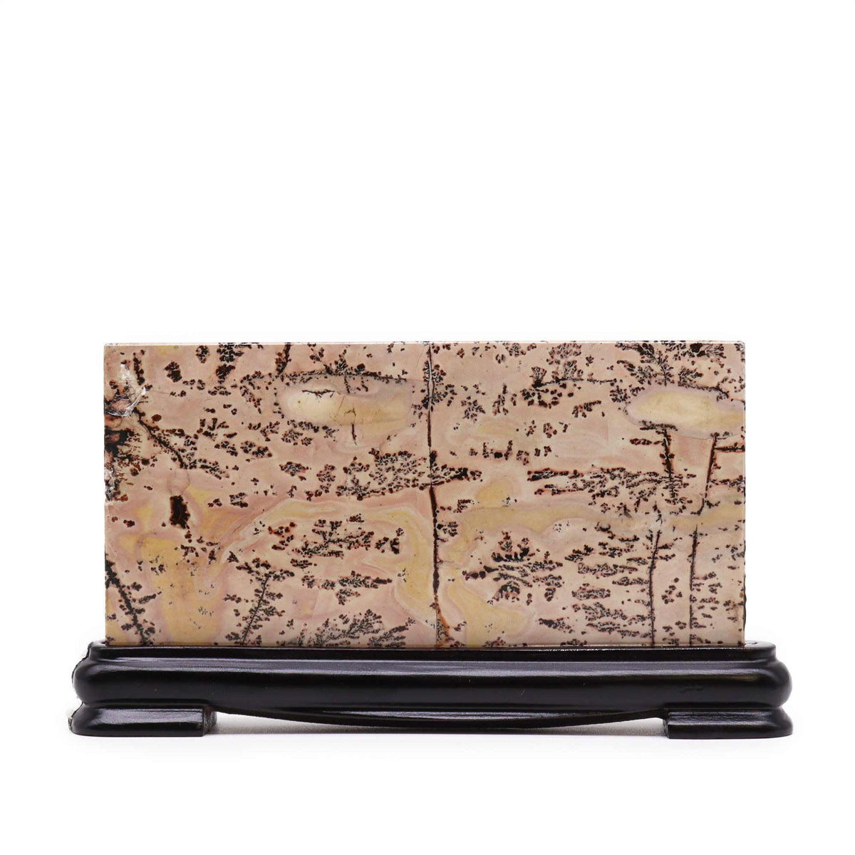 Guohua Picture Stones, Landscape, close-up of the patterned stone on its black stand
