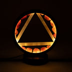 Illuminated Gemstone Halo Lamp against a dark background