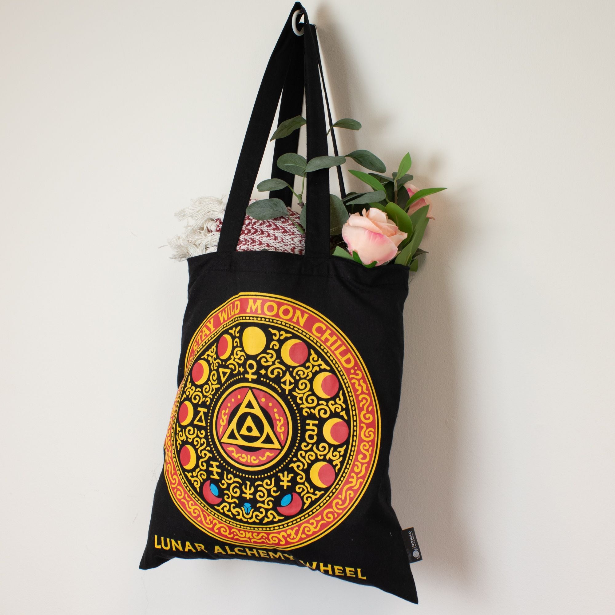 Iconic Classic Tote Bag - Luna Alchemy Wheel - Black 6oz