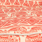 Close-up of the elephant and geometric print