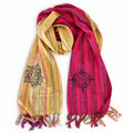 Nomad Sari Kathmandu Farewell scarf with contrasting striped panels and fringed ends