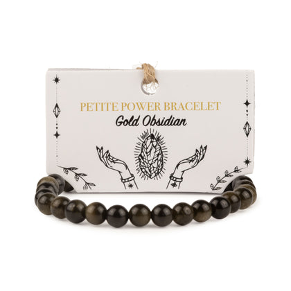 Petite Gold Obsidian Gemstone Bracelet, 17cm, 6mm Beads