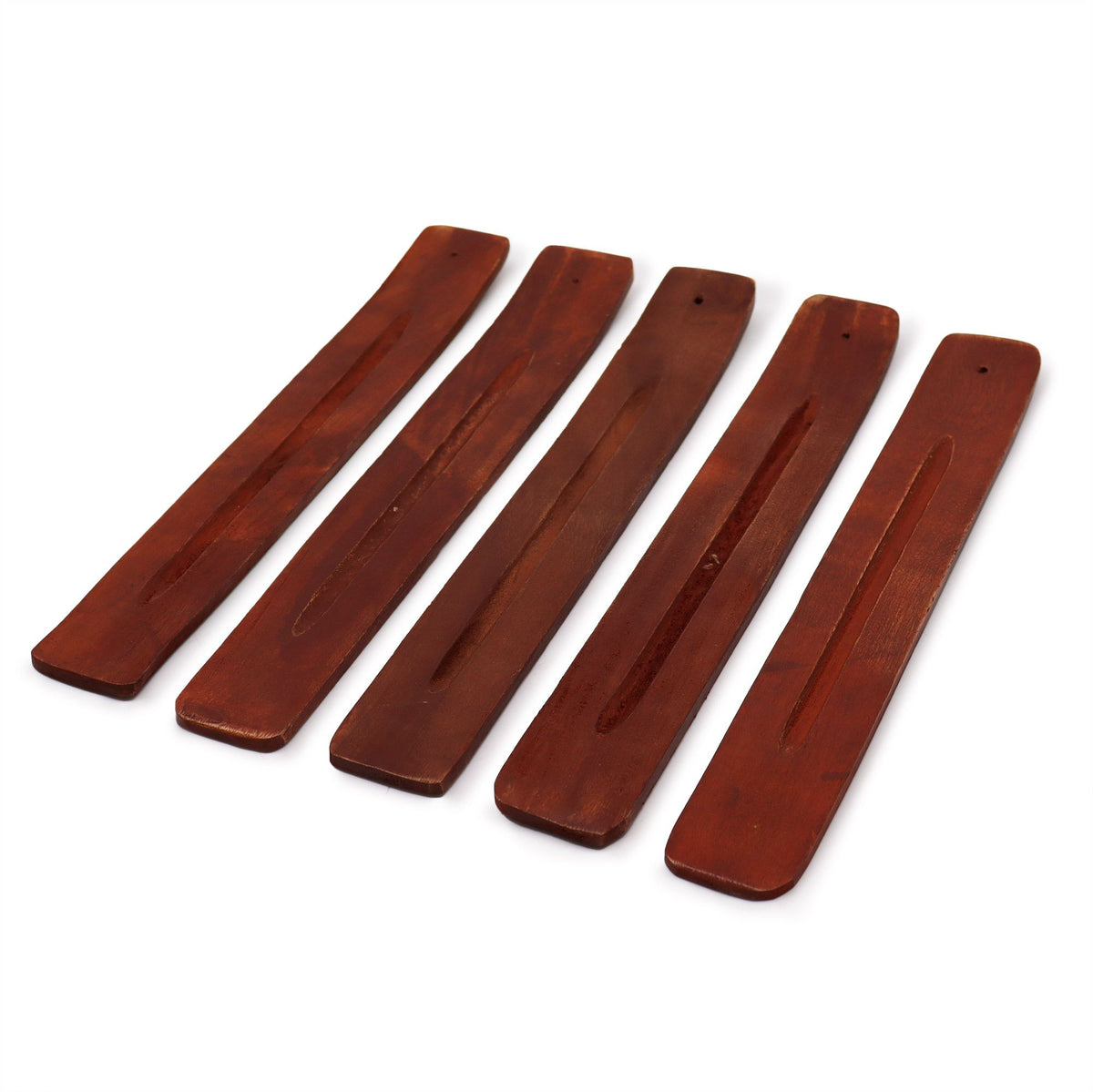 Plain Mango Wood Ashcatcher, dark reddish brown wooden holders arranged diagonally against a white background