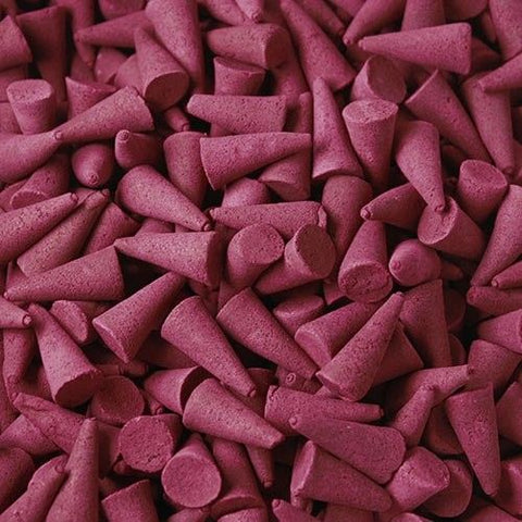 Bulk Incense Cones, Jasmine, a close-up of numerous pink cones piled together