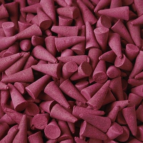 Bulk Incense Cones, Strawberry, a close-up of many pink cones piled together