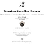 Harness size and black obsidian charm details on the packaging
