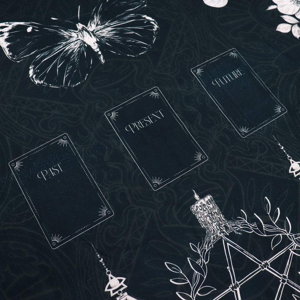 Close view of the printed card spaces and central design