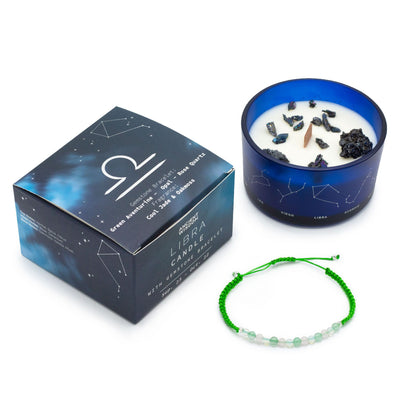 Zodiac Crystal Candle with Gemstone Bracelet for Libra