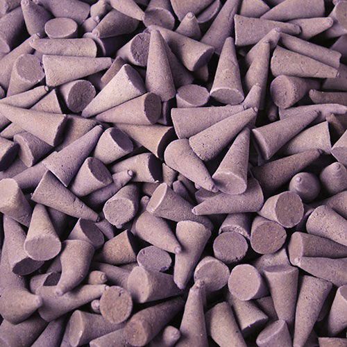 Bulk Incense Cones, Lavender, a close-up of many purple cones piled together