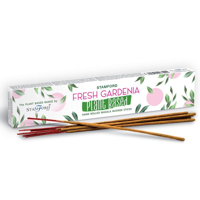 Plant Based Masala Incense Sticks, Fresh Gardenia in a floral box with brown incense sticks on a white background