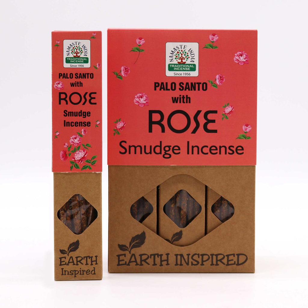 Earth Inspired Palo Santo with Rose smudge incense boxes, small and large size