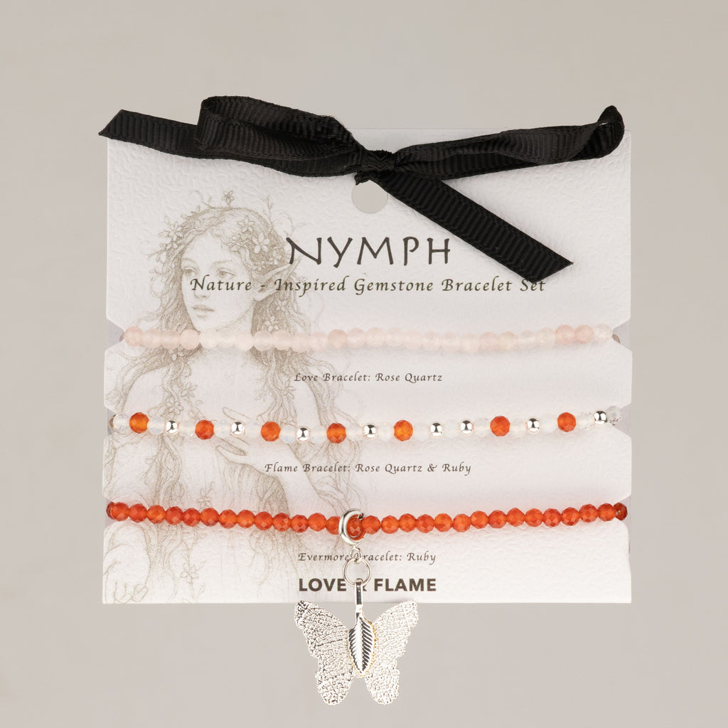 Nymph Spirit Love & Flame bracelet set on its illustrated card