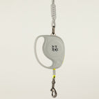 Paw grey retractable dog lead with yellow detailing and rope wrist strap