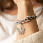 Bracelets worn together on a wrist
