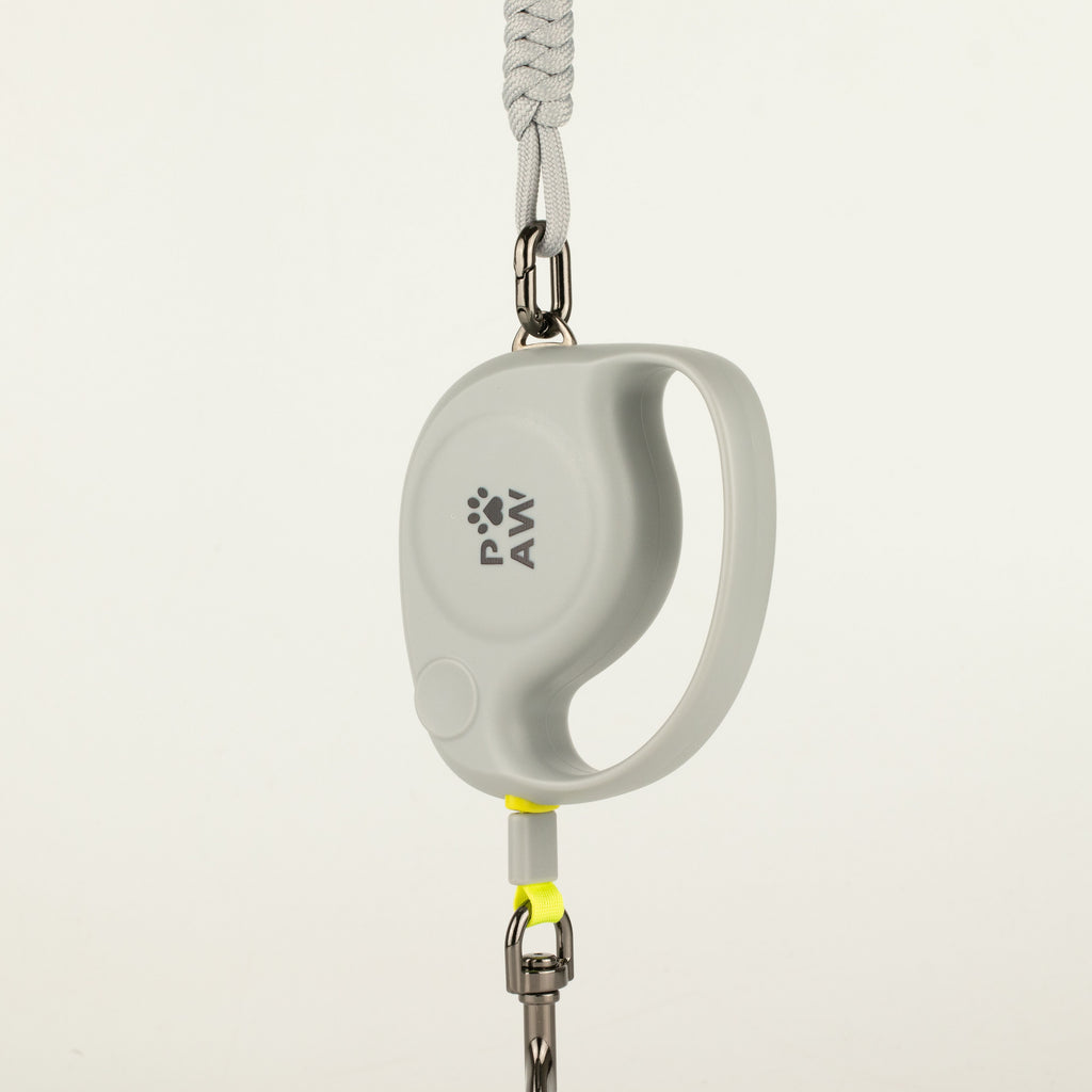 Reverse view of the grey lead casing and curved handle