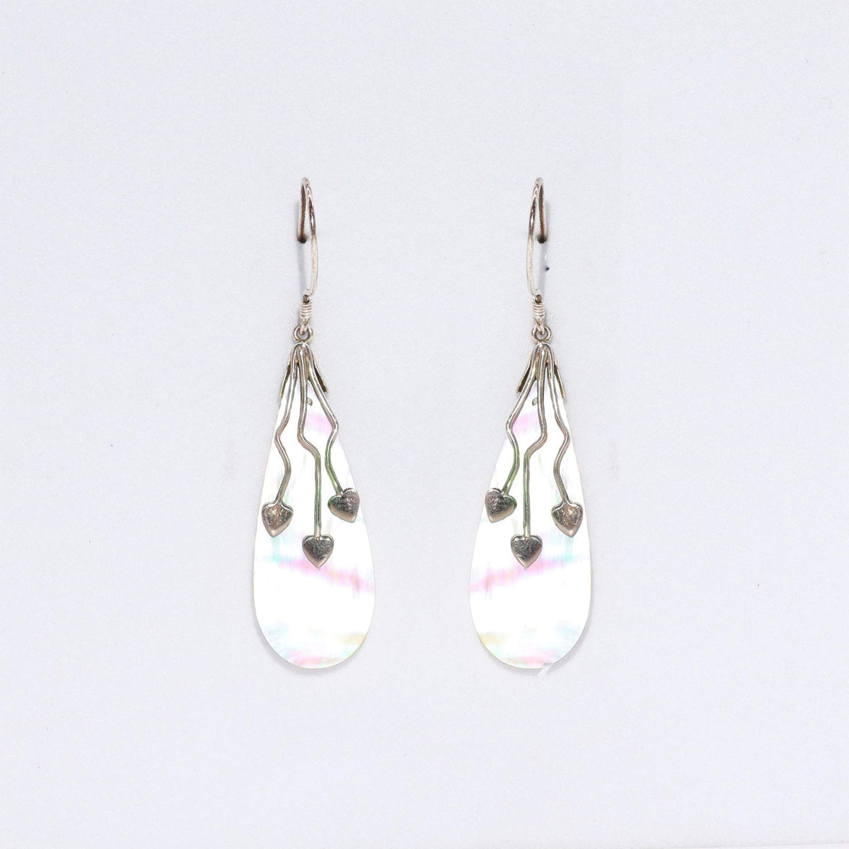 Shell & Silver Earrings - Three Hearts - MOP