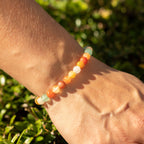 Rainbow Agate bracelet worn outdoors in sunlight