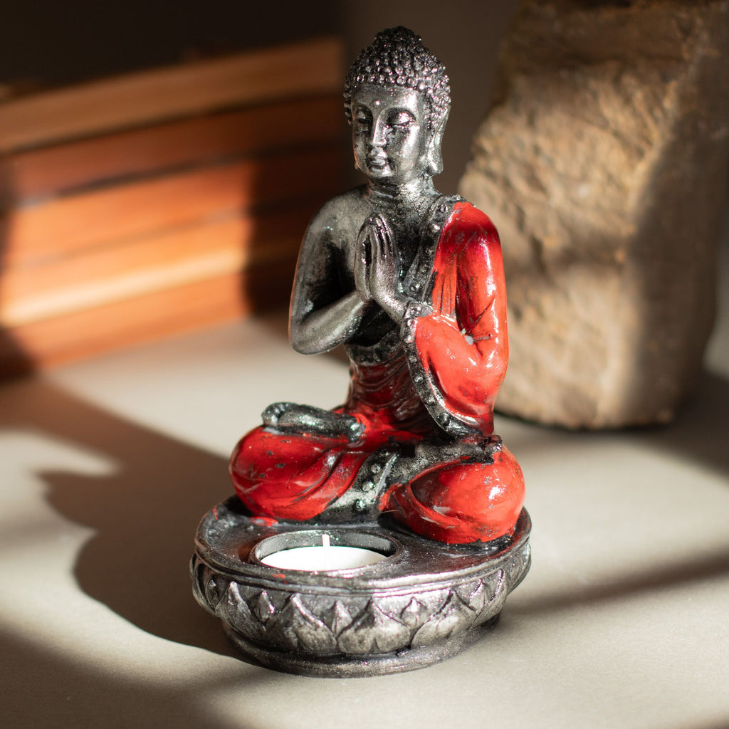 Buddha Candle Holder - Red - Medium