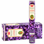 HEM Precious Lavender incense pack shown beside an individual stick
