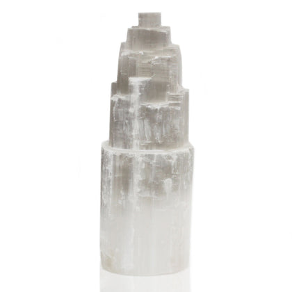 Natural Selenite Tower Lamp, 25 cm