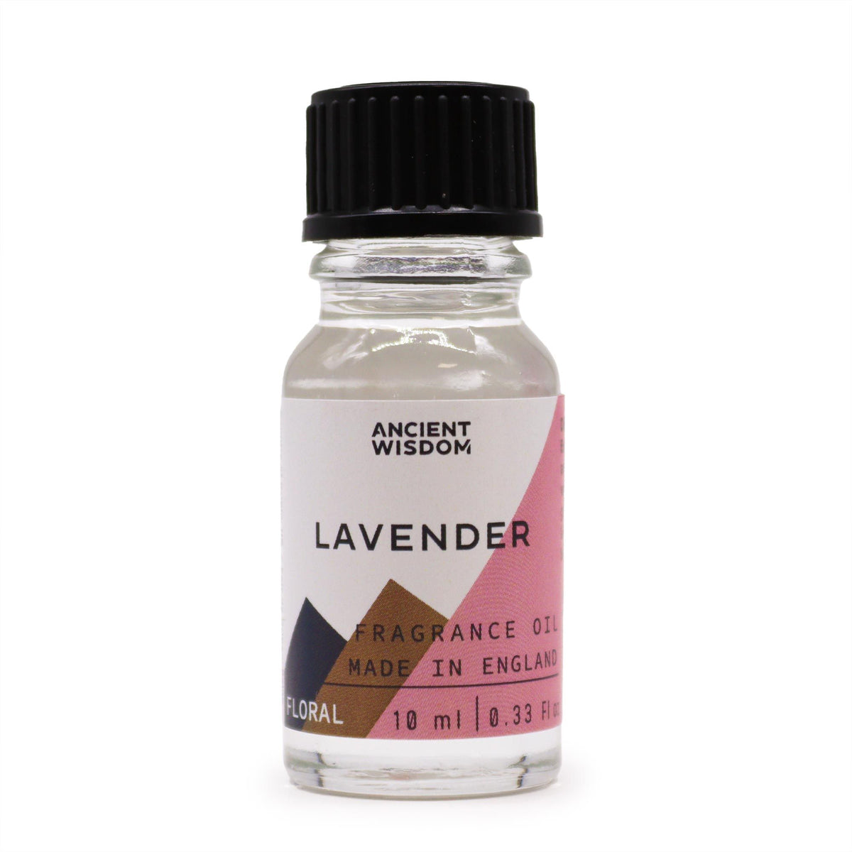 10ml Lavender Fragrance Oil in a clear bottle with a black cap, shown upright against white