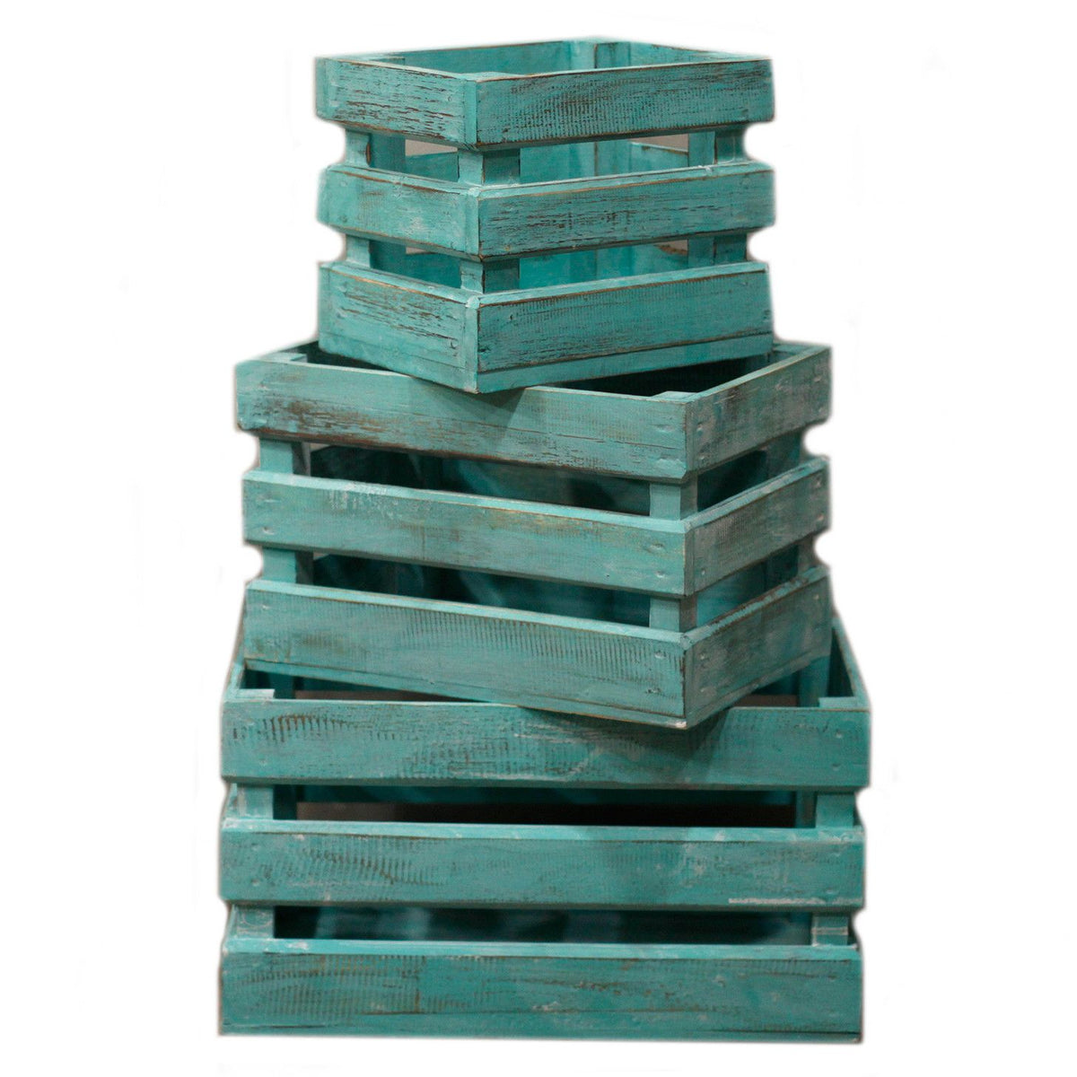 Wooden Storage Crates – Greenwash (Set of 3)