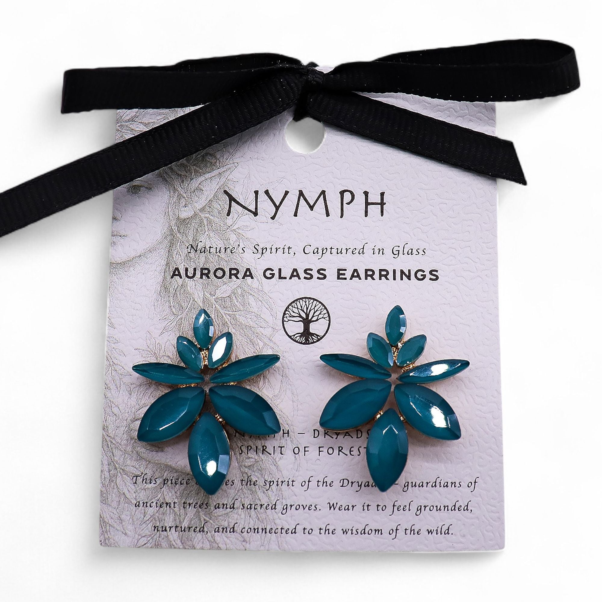 Teal Green - Vintage Glass - Flowers - Earrings