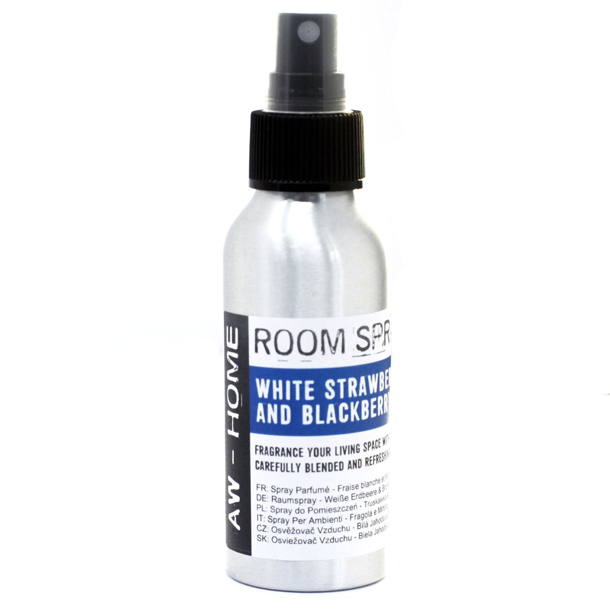 White Strawberry & Blackberry room spray shown upright against a plain white background
