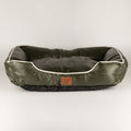 Front view of the khaki-green pet bed