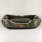 Front view of the khaki-green pet bed