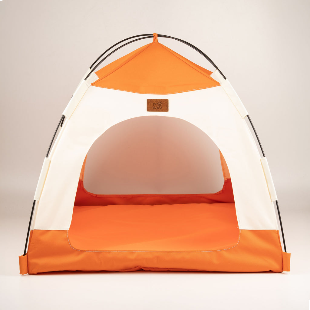 Front view showing the tent bed's arched entrance