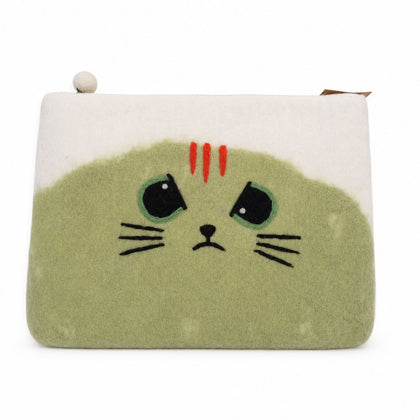 Felt Laptop Pouch, Unimpressed Cat, up to 14 inches