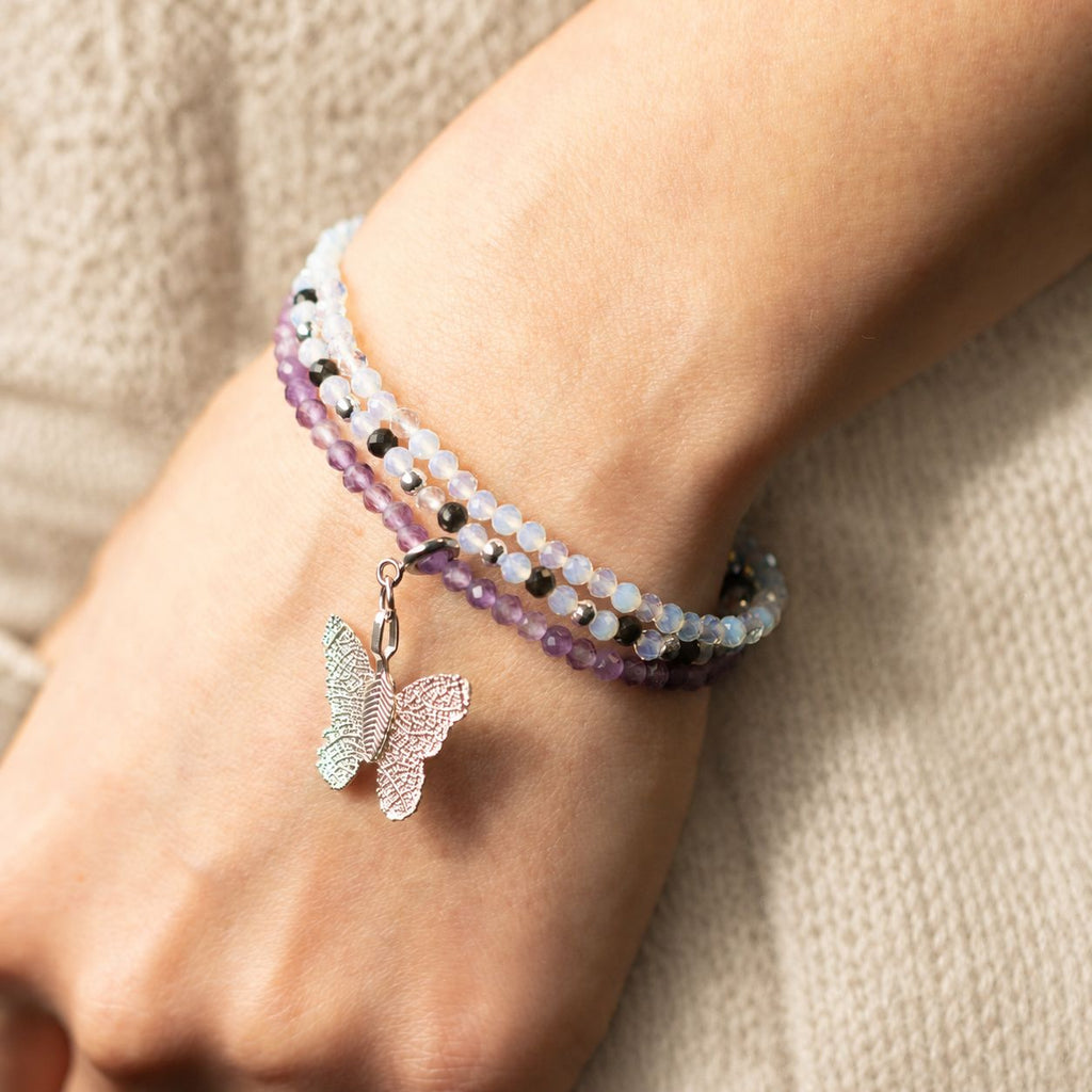 Bracelet set worn together on a wrist