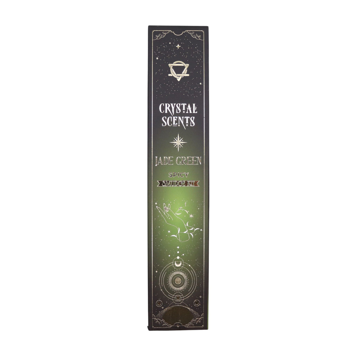 Single Jade Green Spicy incense box shown upright from the front against a plain background