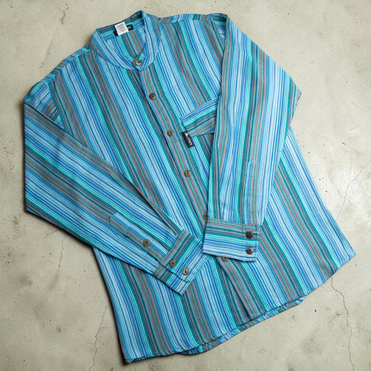Nomad Sari Grandad Shirt - Turquoise - XL