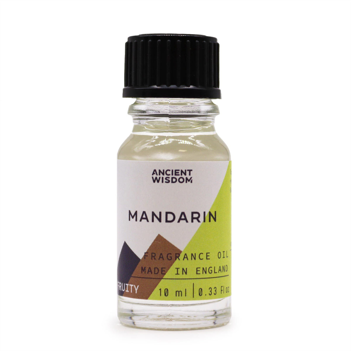 10ml Mandarin Fragrance Oil in a clear bottle with a black cap, shown upright from the front