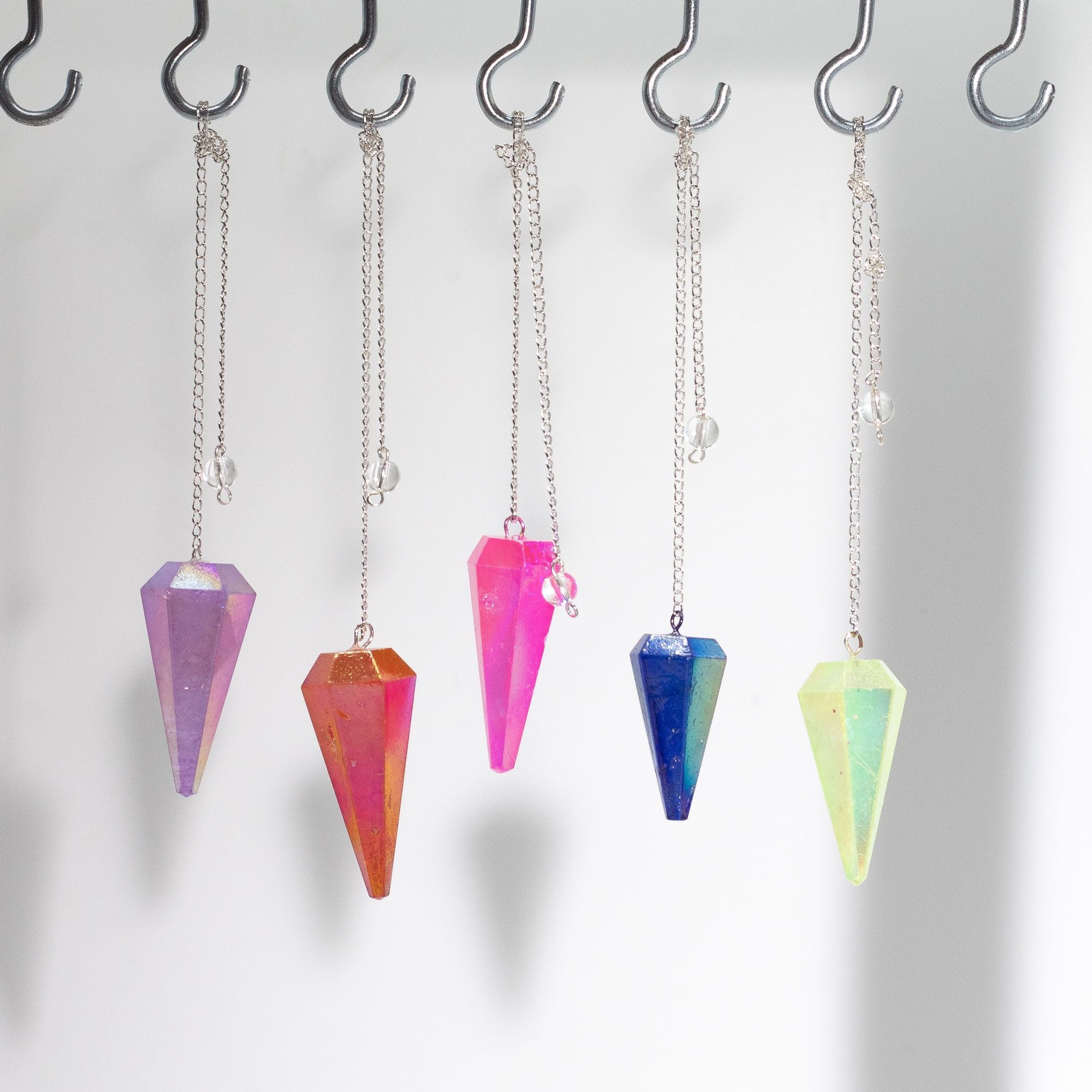 Six Sided Pendulum - Aurora Crystal Pale Green - 4cm