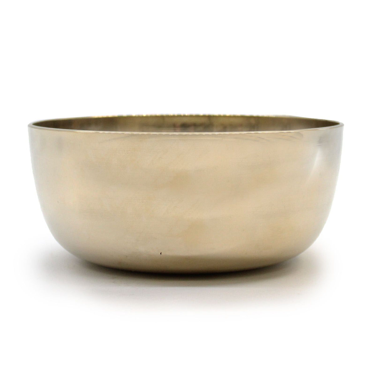 Large Brass Sing Bowl, 17cm, shown alone from the side against a white background