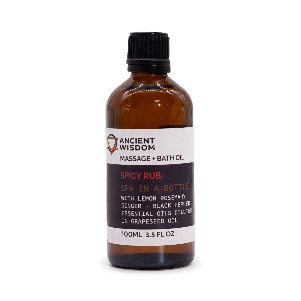 Spicy Rub bottle standing upright against a plain white background, label facing forwards