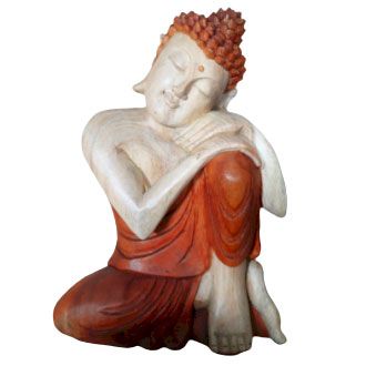 Thinking Buddha statue shown full length against a plain white background
