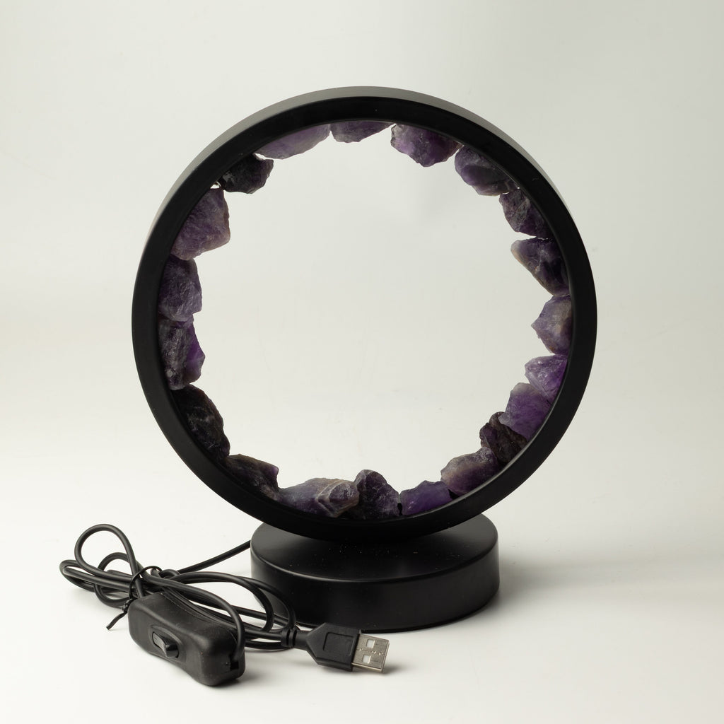 Front view of the lamp with its USB cable and inline switch