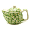 Green daisy herbal teapot with matching lid