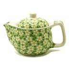 Green daisy herbal teapot with matching lid