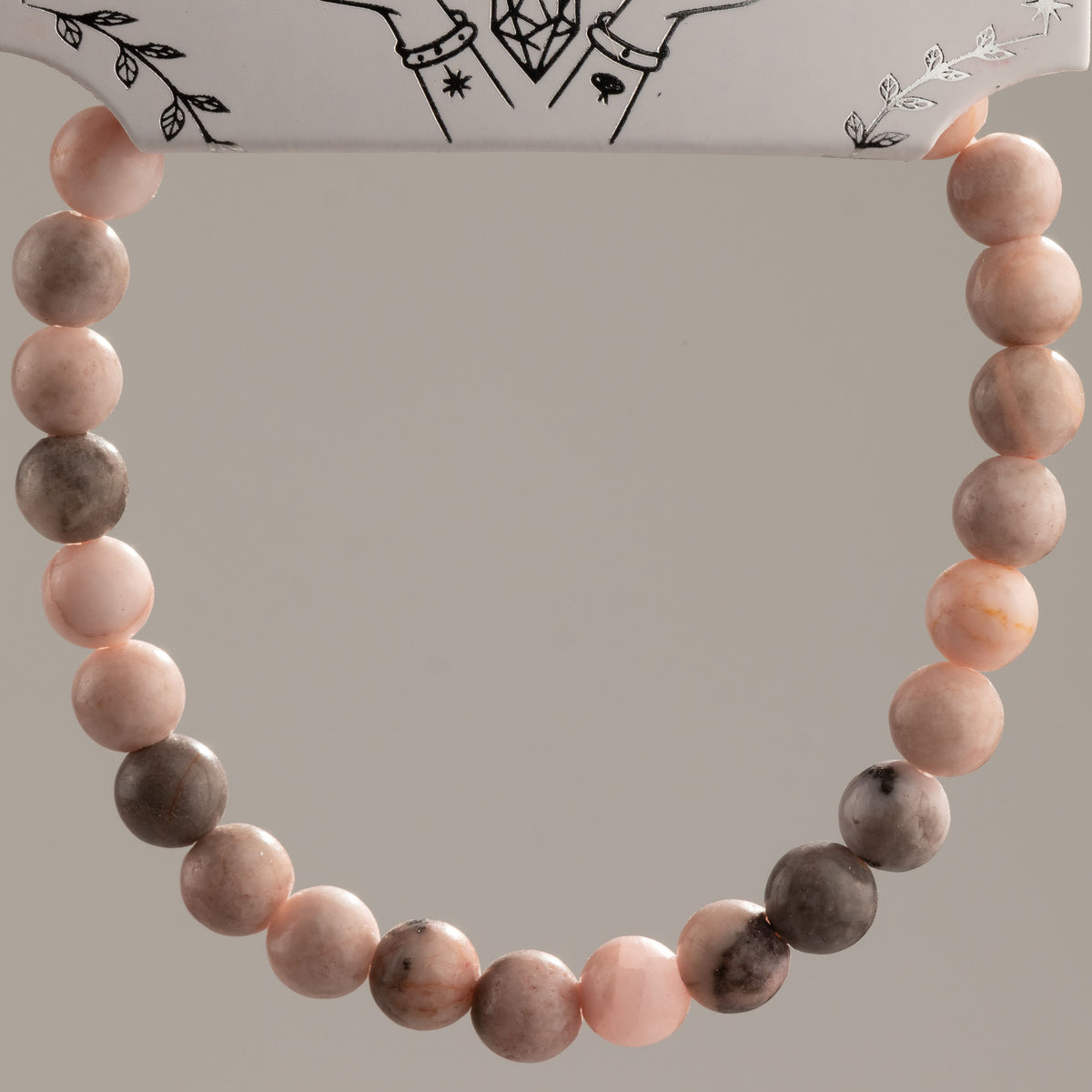 Close view of the Pink Jasper bracelet beads