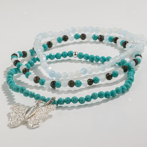 The three beaded bracelets arranged together