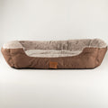 Brown plush pet bed shown from the front